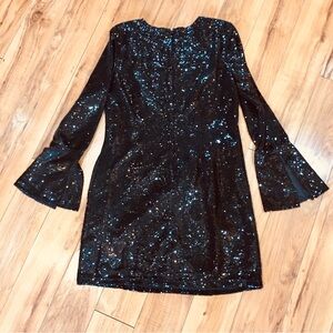 Something Navy sparkle sequin holiday New Years Eve dress black prom medium